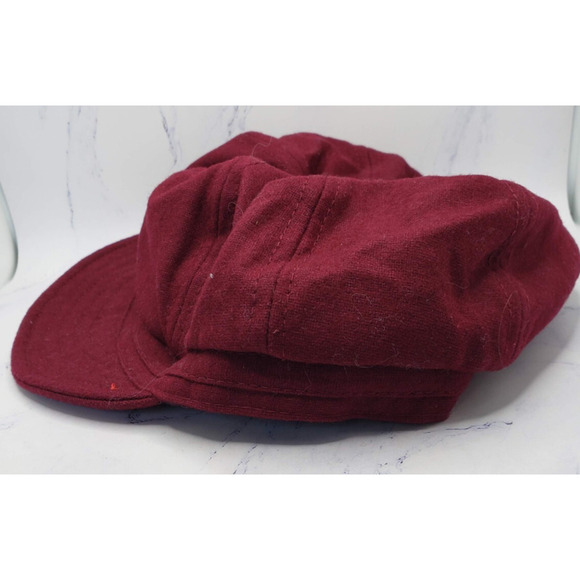 Woman's Classic Maroon Red Cloth Beret Hat Cap - Picture 2 of 9